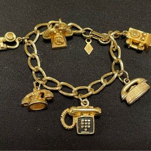 Vintage Sara Coventry 6” Telephones Charm Bracelet